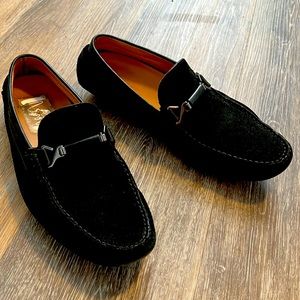 Mens drivers black suede